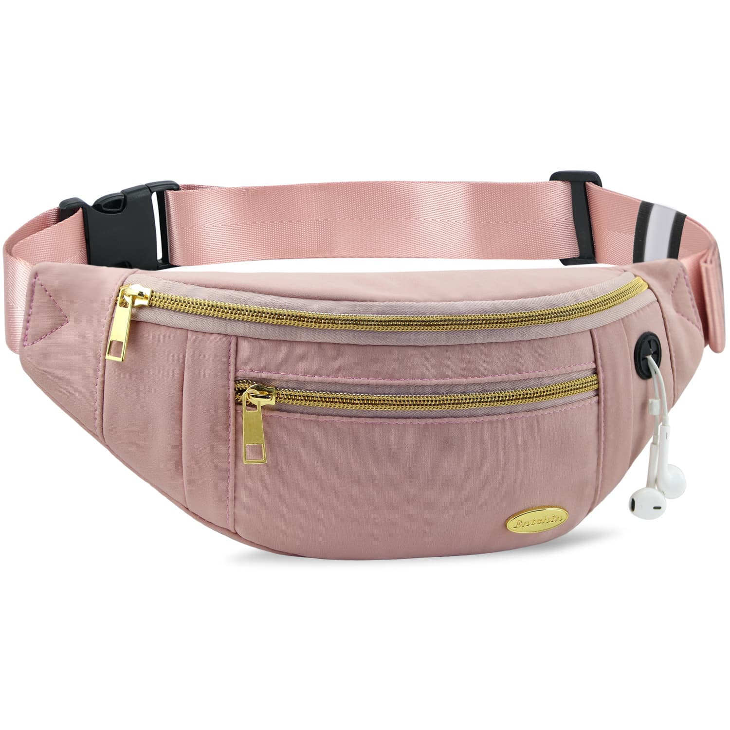 Pink Golden Zipper Belt Bag