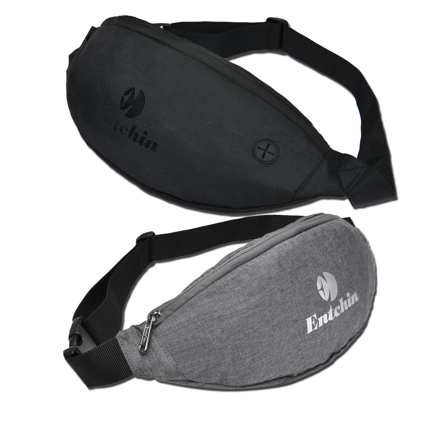 Entchin 2 Pack Fanny Pack for Men Women,Polyester Crossbody Waistpack,Zipper,on Waist