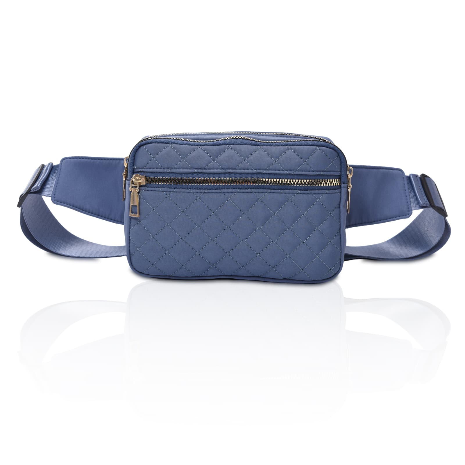 Entchin Mini Fanny Packs for Women Girl, Quilted Waistpack Water Blue Fabric Crossbody Bag