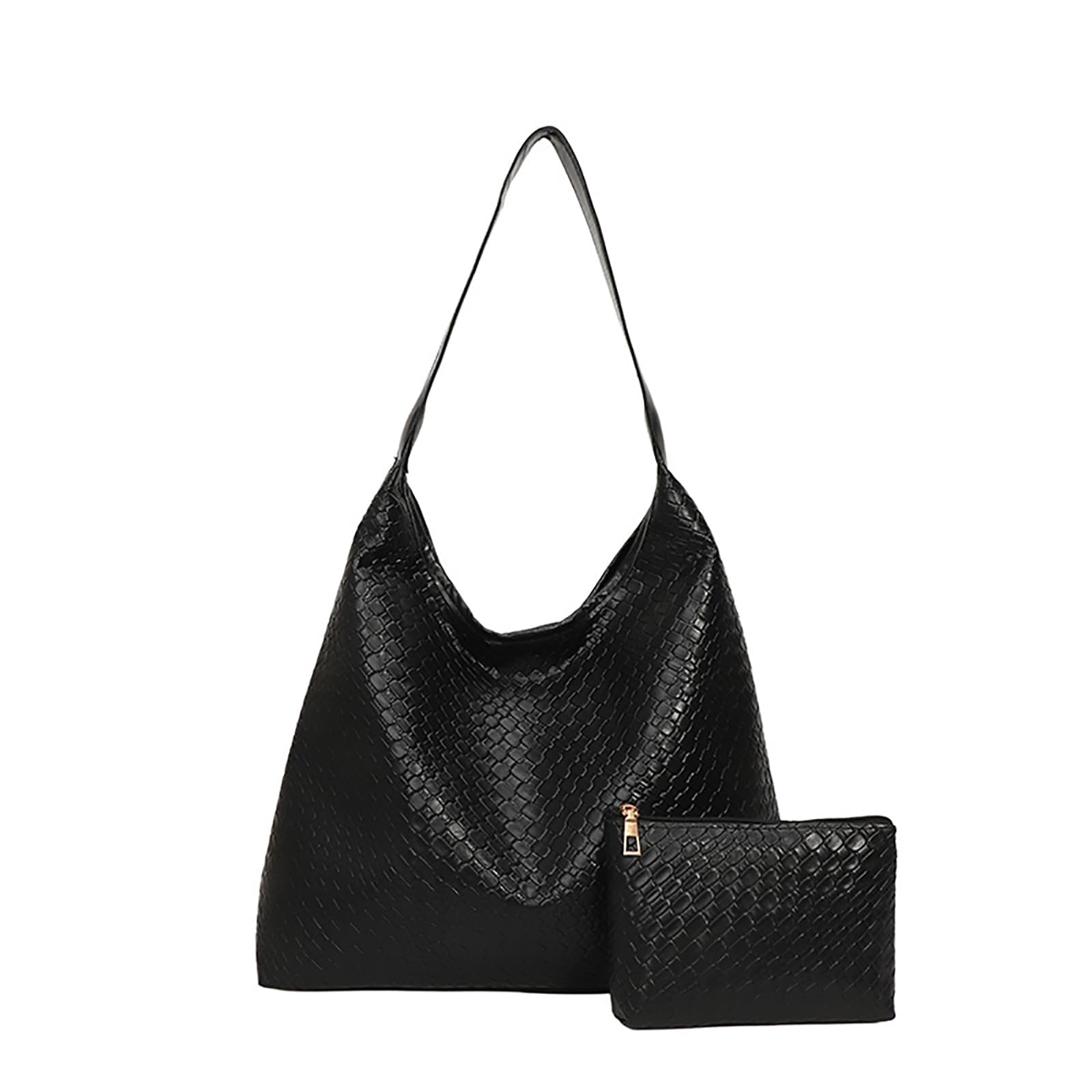 black woven hobo bag